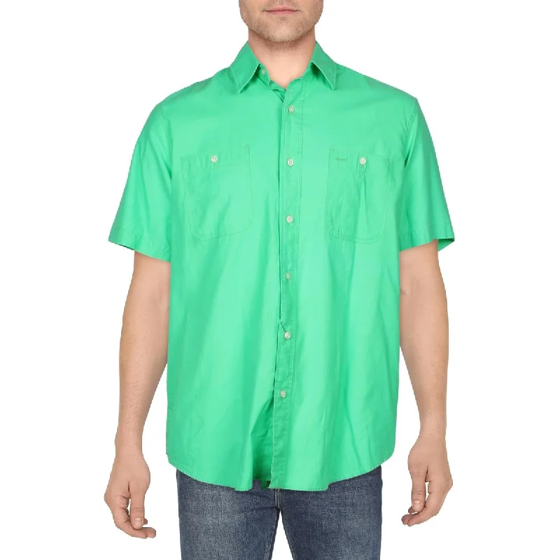 Polo Ralph Lauren Mens Solid Cotton Button-Down Shirt