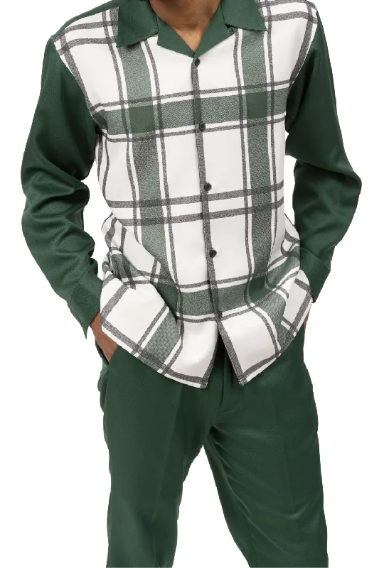 Men's Hunter Plaid Pattern Long Sleeve Walking Suit