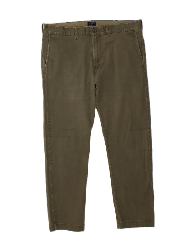 J. CREW Mens Flex Driggs Slim Chino Trousers W33 L27 Khaki Cotton