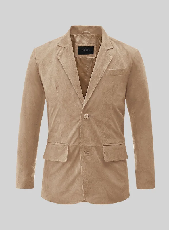 Dusty Beige Suede Leather Blazer