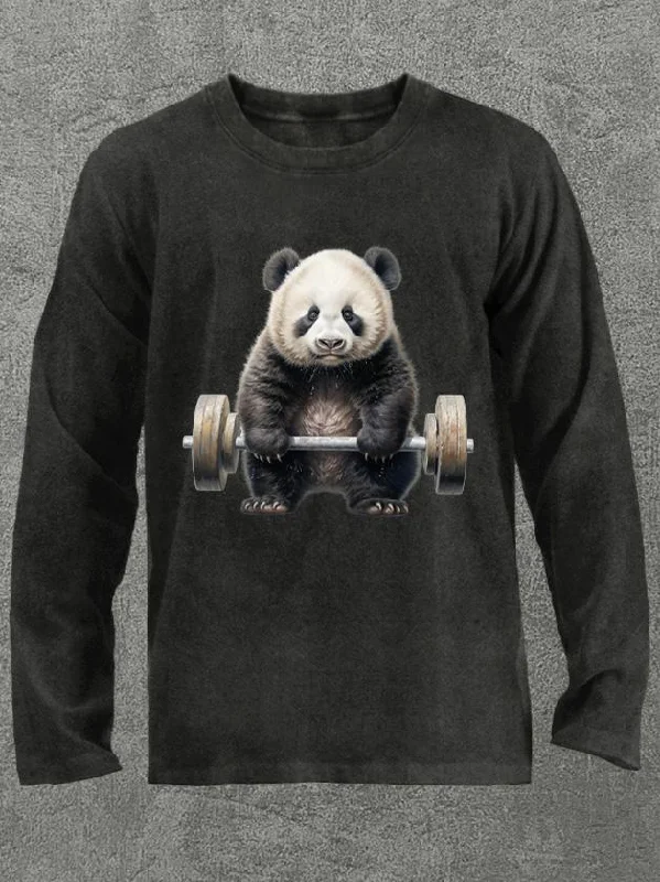 weightlifting panda Washed Gym Long Sleeve Shirt