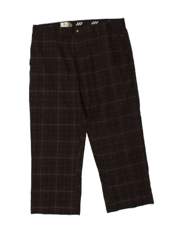 VOLCOM Mens Straight Chino Trousers W38 L28 Brown Check Polyester