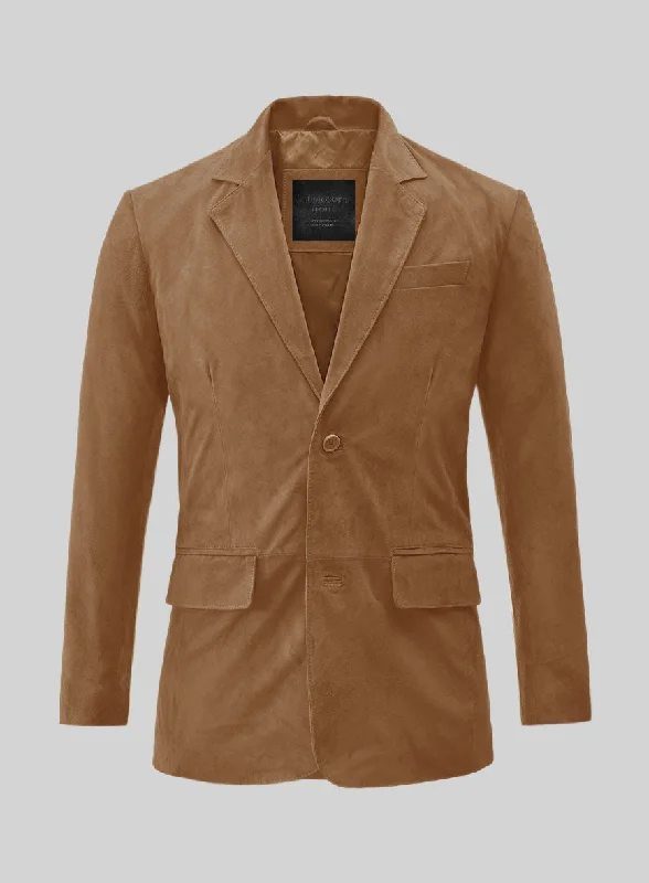 Saddle Brown Suede Leather Blazer