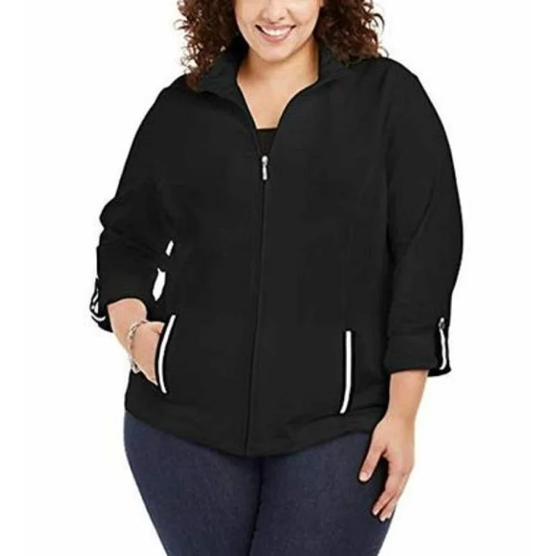 Karen Scott Women's Plus Size French Terry Jacket Black Size 1X