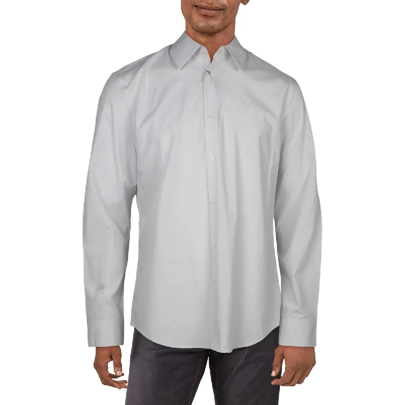 Calvin Klein Mens Pinstripe Cotton Button-Down Shirt