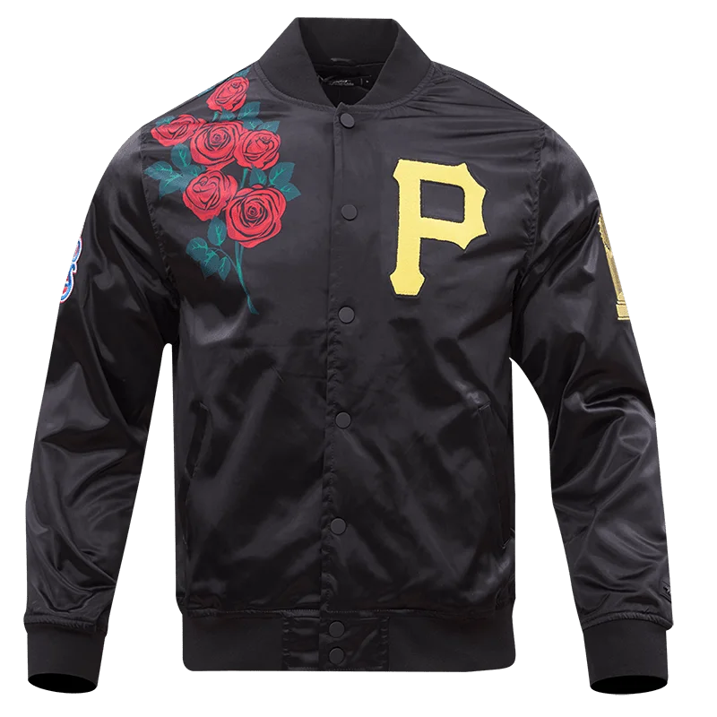 MLB PITTSBURGH PIRATES ROSE MEN'S SATIN JACKET (BLACK)