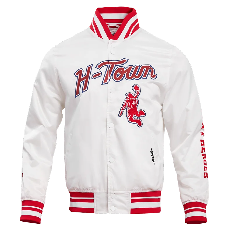 NBA HOUSTON ROCKETS MEN'S CHEST 95 ANI RIB SATIN JACKET (WHITE/RED)