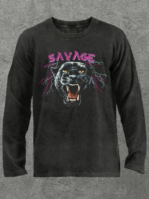 savage panther Washed Gym Long Sleeve Shirt