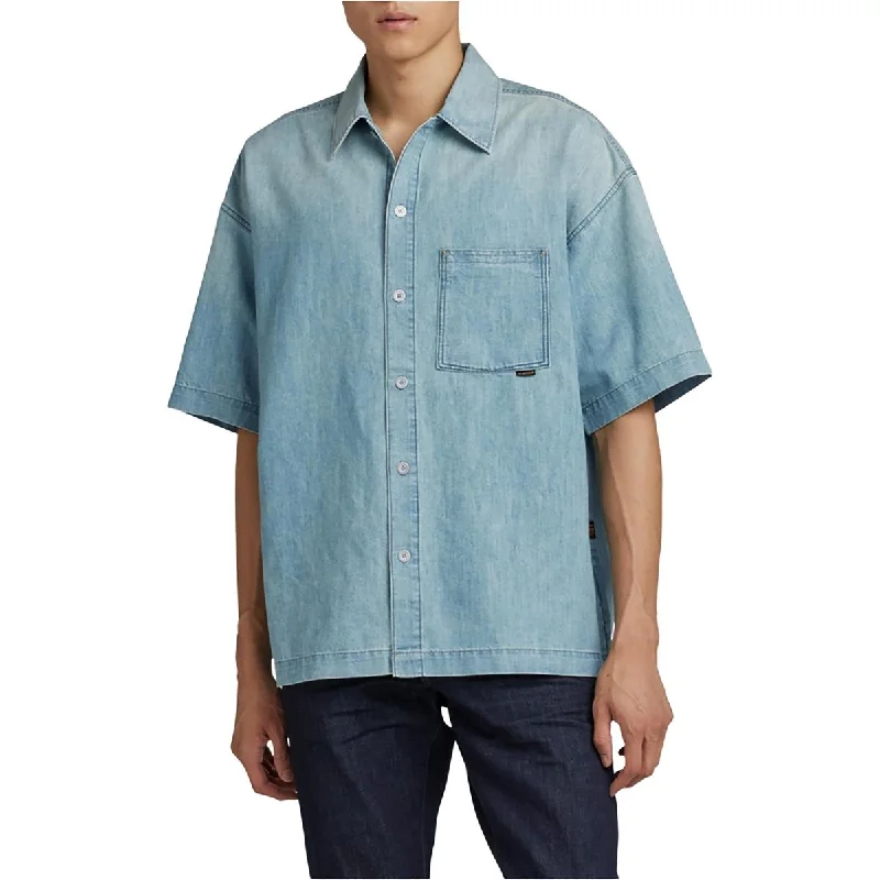 Raw Mens Oversized Fit Pocket Button-Down Shirt