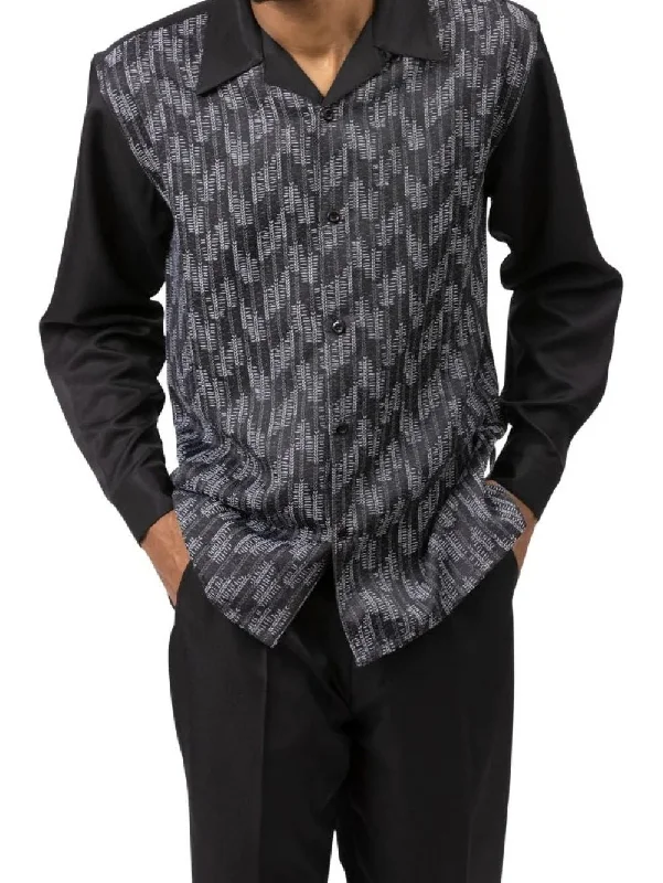 Men's Long Sleeve Walking Suit in Black And White