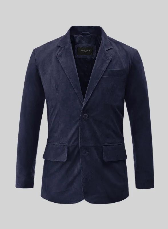 Royal Blue Suede Leather Blazer