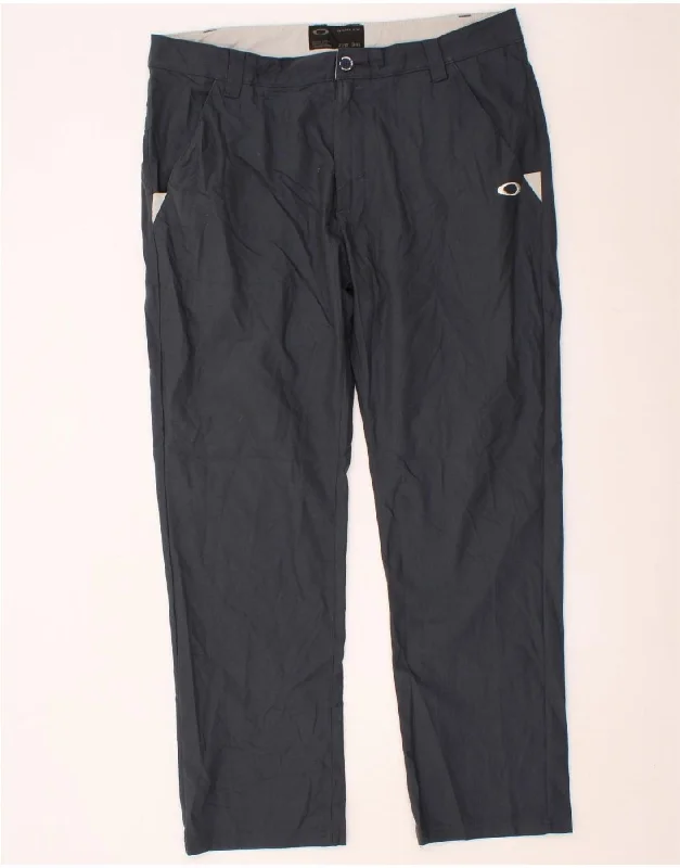 OAKLEY Mens Straight Chino Trousers W38 L31 Navy Blue Polyester