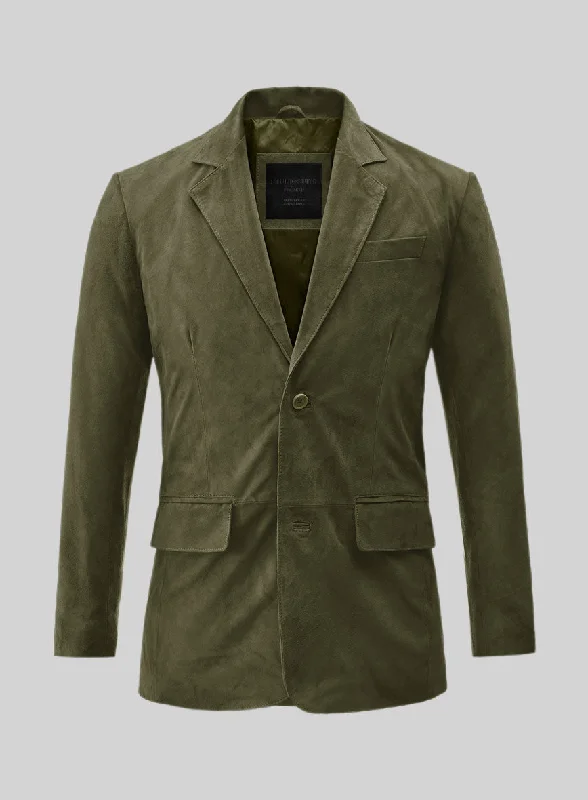 Woodland Green Suede Leather Blazer