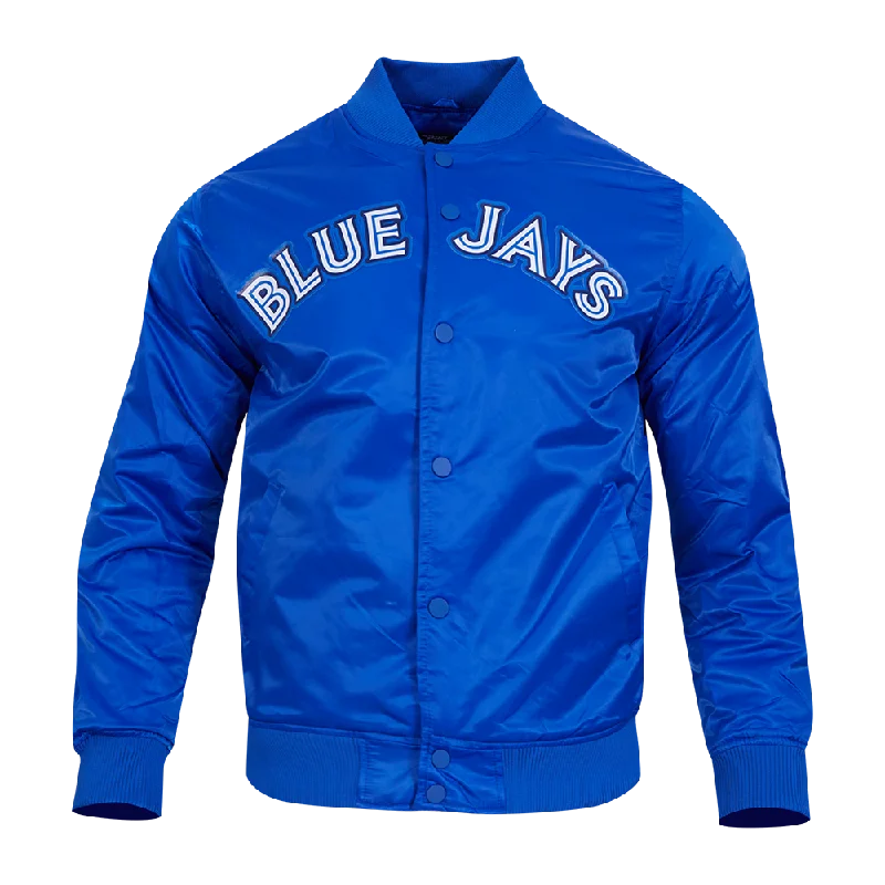 MLB TORONTO BLUE JAYS BIG LOGO MEN'S SATIN JACKET (ROYAL BLUE)