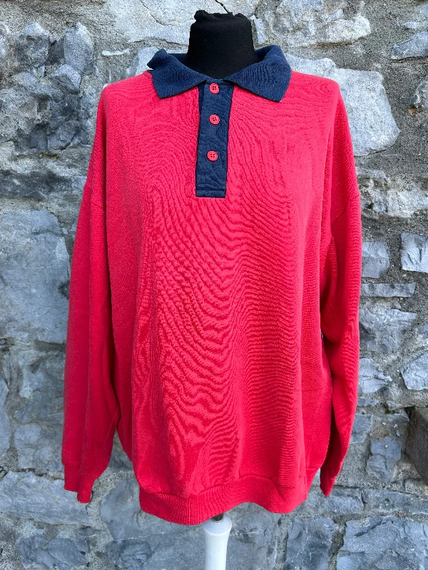 90s red polo sweatshirt M-L