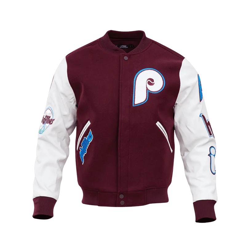 MLB PHILADELPHIA PHILLIES CLASSIC WOOL MEN'S VARSITY JACKET (WINE/WHITE)