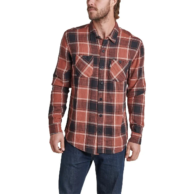 Reef Mens Hedford Cotton Plaid Button-Down Shirt