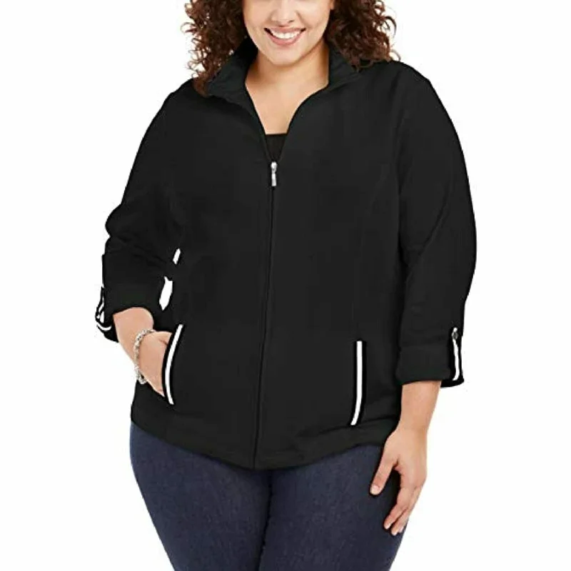 Karen Scott Women's Plus Size French Terry Jacket Black Size XXL - XXX-Large