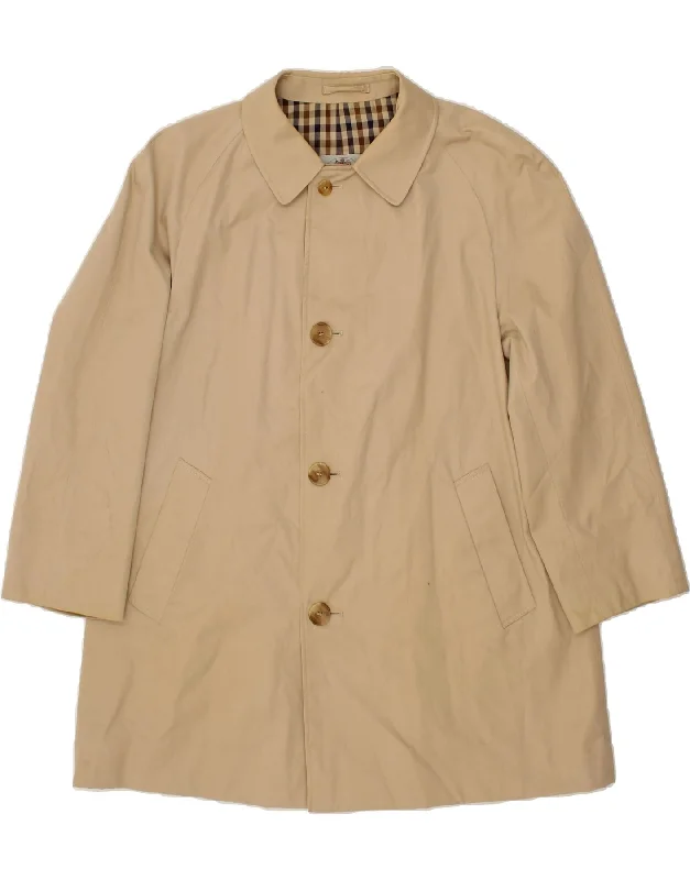 AQUASCUTUM Mens Overcoat UK 38 Medium Beige Cotton