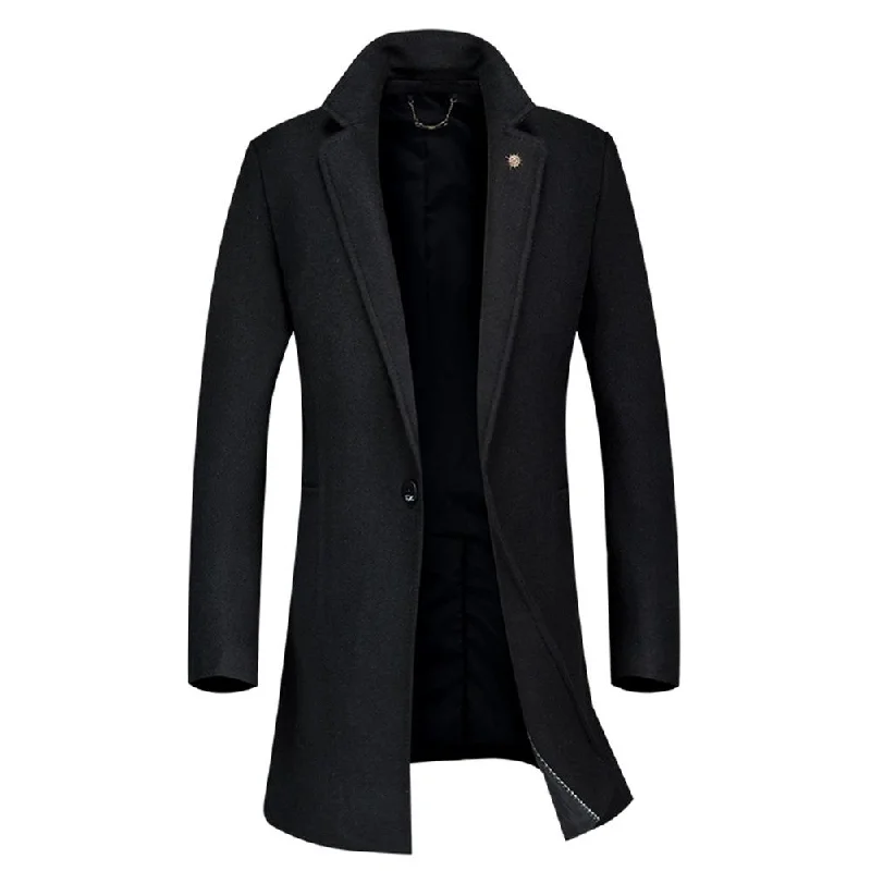 Casual Wear Woolen Overcoat Black