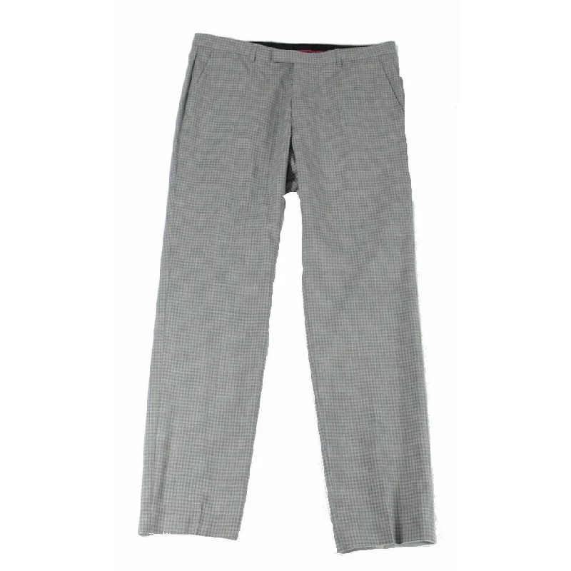 Hugo Boss Men's Modern-Fit Medium Gray Check Suit Pants Med Gray Size 36