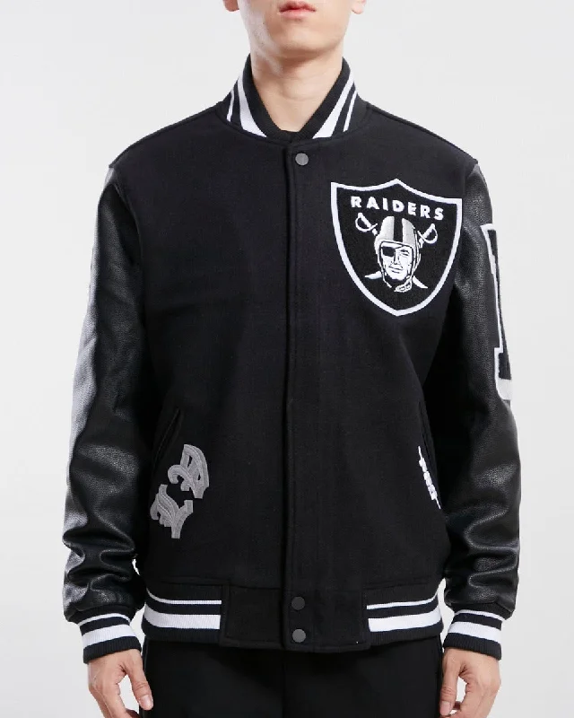 NFL LAS VEGAS RAIDERS OLD ENGLISH LOGO MEN'S VARSITY JACKET (BLACK)