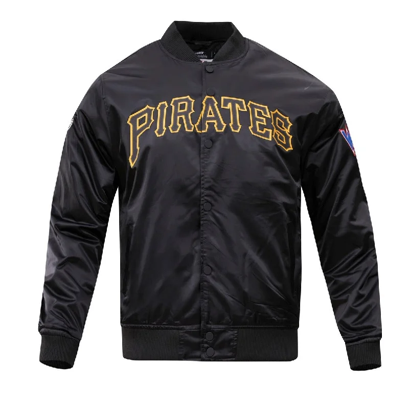 MLB PITTSBURGH PIRATES BIG LOGO WORLD SERIES MEN'S SATIN JACKET (BLACK)