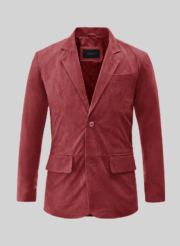 French Red Suede Leather Blazer