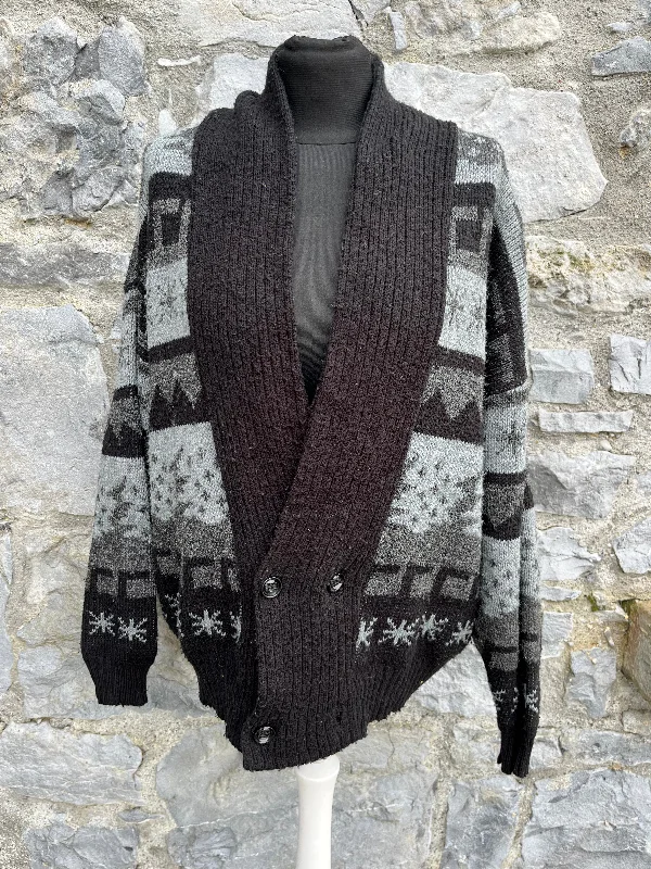 80s Grey&black cardigan M/L