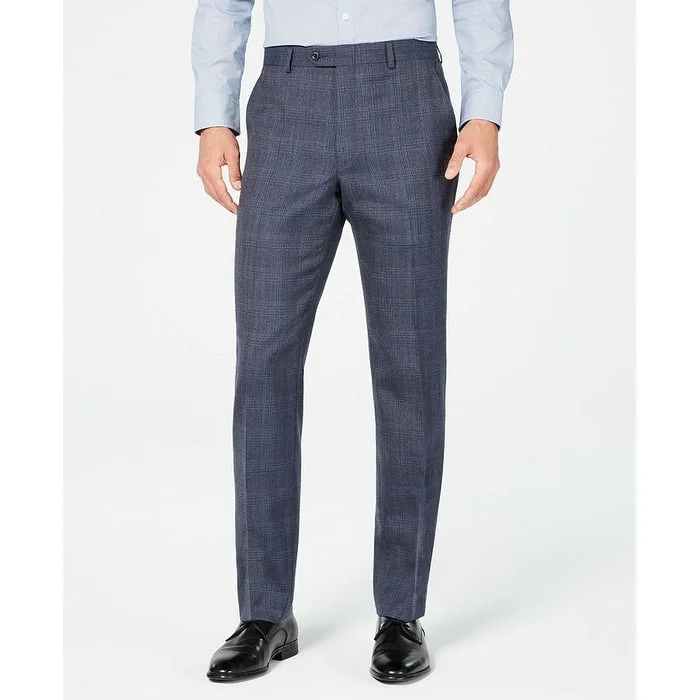 Michael Kors Men's Classic Fit Airsoft Stretch Plaid Suit Pants Blue Size 33X32