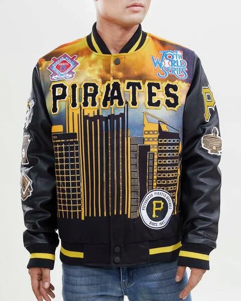 MLB PITTSBURGH PIRATES REMIX VARSITY MEN'S JACKET (BLACK/YELLOW)