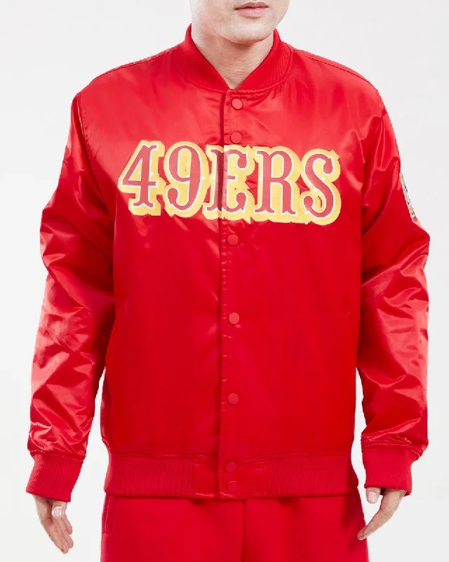 NFL SAN FRANCISCO 49ERS TEAM BIG LOGO MEN'S SATIN JACKET (RED)