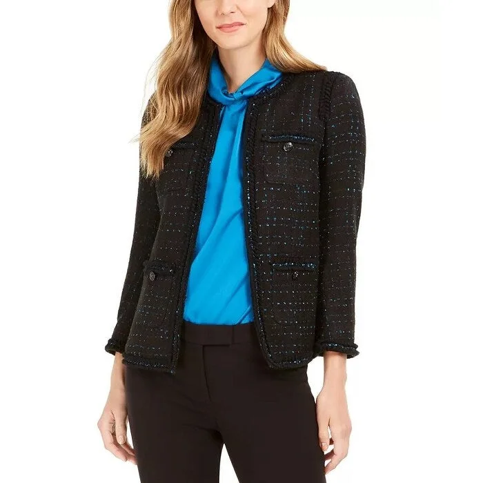 Anne Klein Women's Tweed Jacket Black Size 8