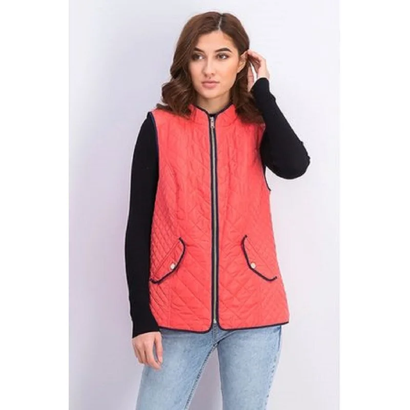 Charter Club Women's Quilted Stand-Collar Vest Orange Size Extra Large - X-Large