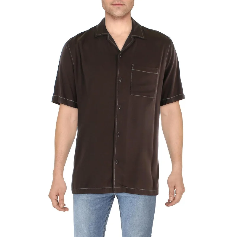 Cotton On Mens Riviera Crinkled Short Sleeve Button-Down Shirt