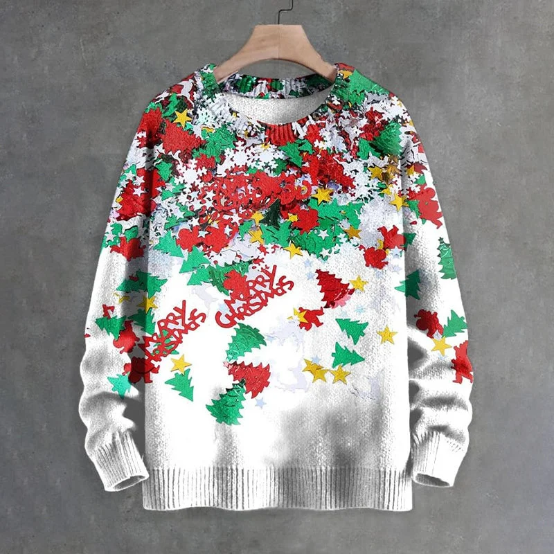 Men's Merry Christmas Christmas Tree Art Print Sweater