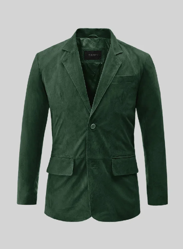 Timber Green Suede Leather Blazer