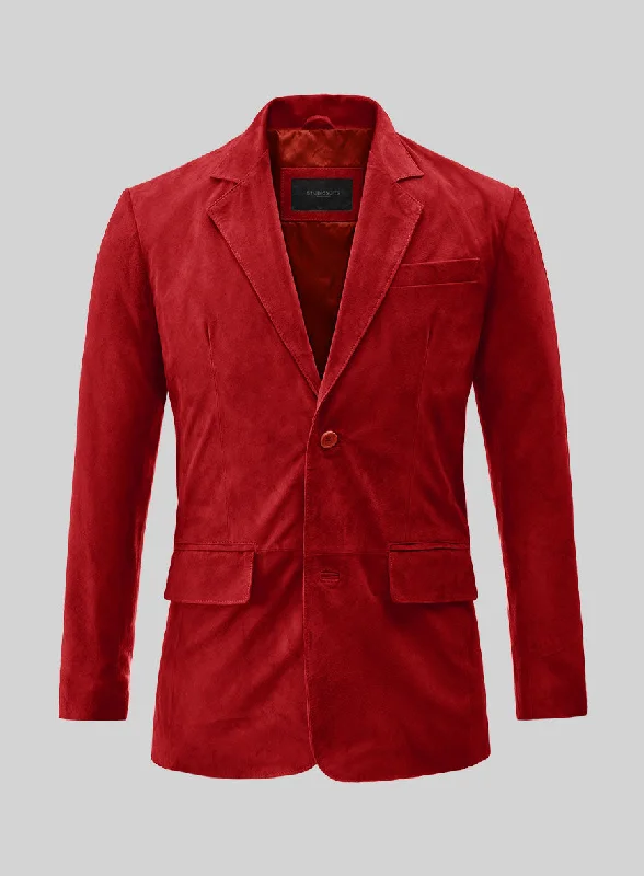 Lava Red Suede Leather Blazer