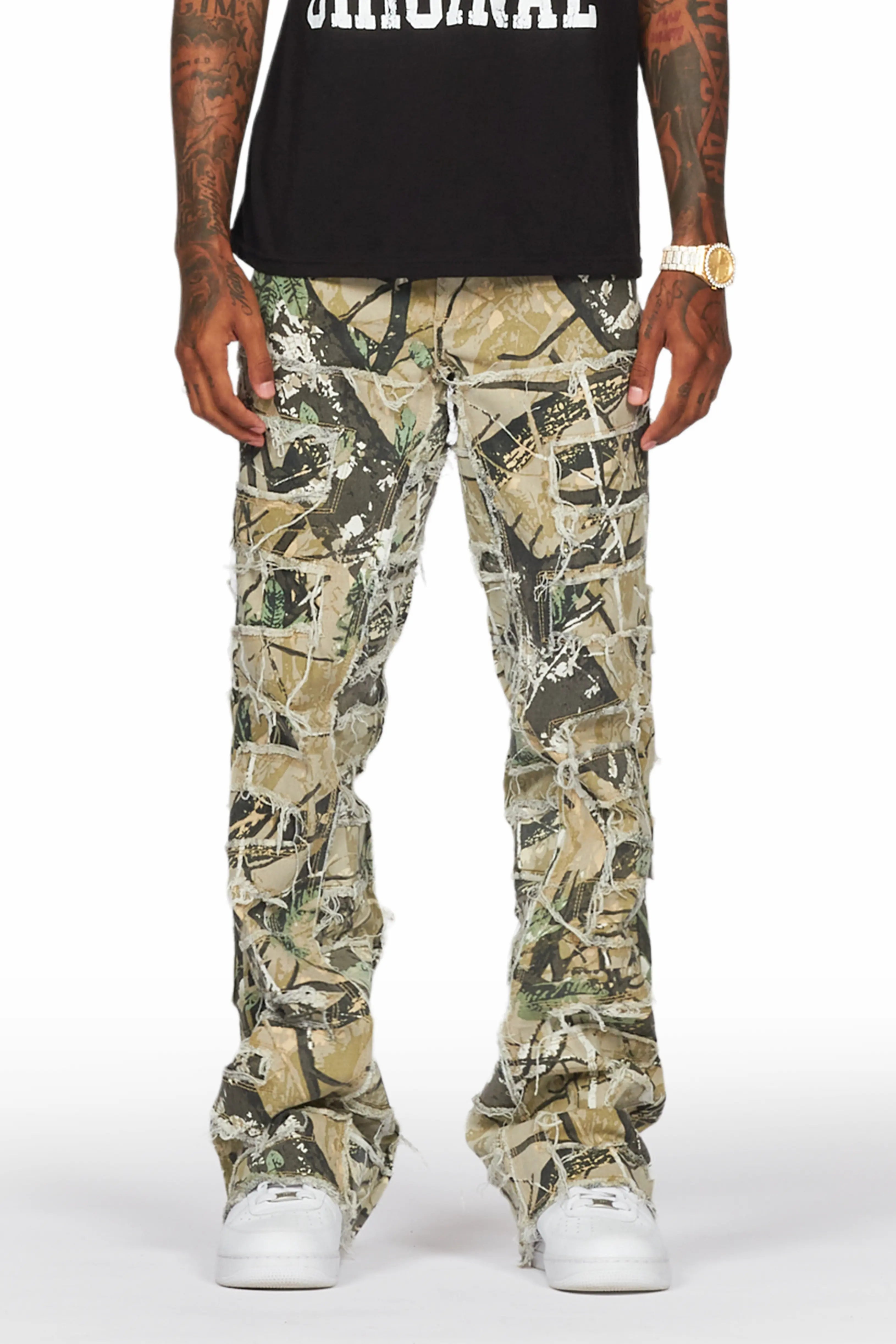 Saide Tree Camo Baggy Cargo Stacked Jean