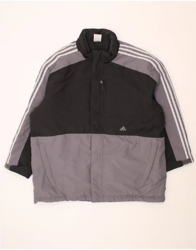 ADIDAS Mens Windbreaker Jacket UK 44 2XL Grey Colourblock Polyester