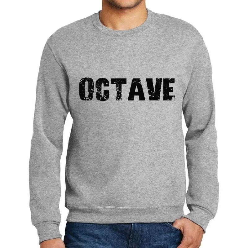 Men's Printed Graphic Sweatshirt Popular Words OCTAVE Grey Marl