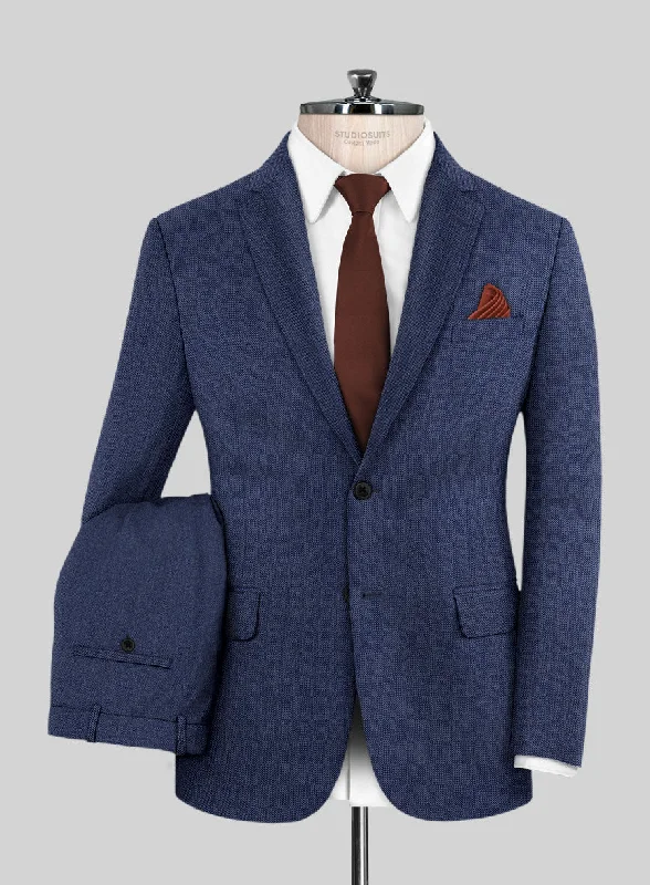 Scabal Siano Herringbone Blue Wool Suit