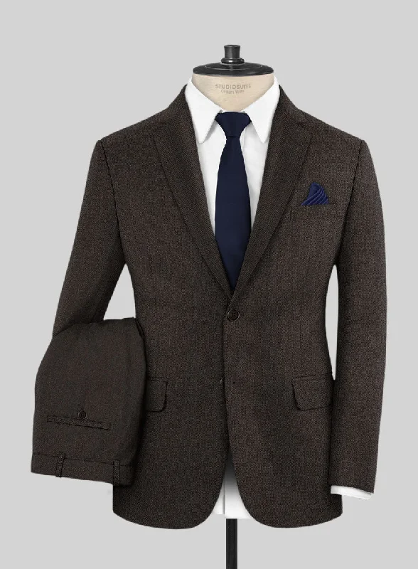 Scabal Erar Herringbone Brown Wool Suit