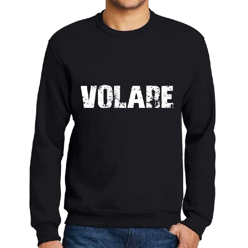 Men's Printed Graphic Sweatshirt Popular Words VOLARE Deep Black