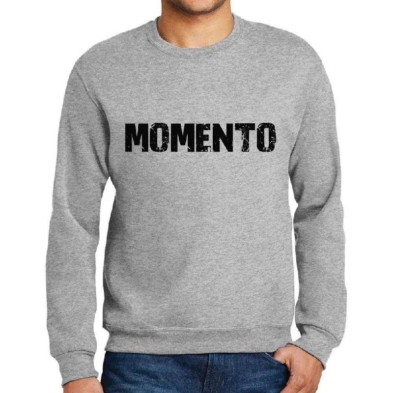 Men's Printed Graphic Sweatshirt Popular Words MOMENTO Grey Marl