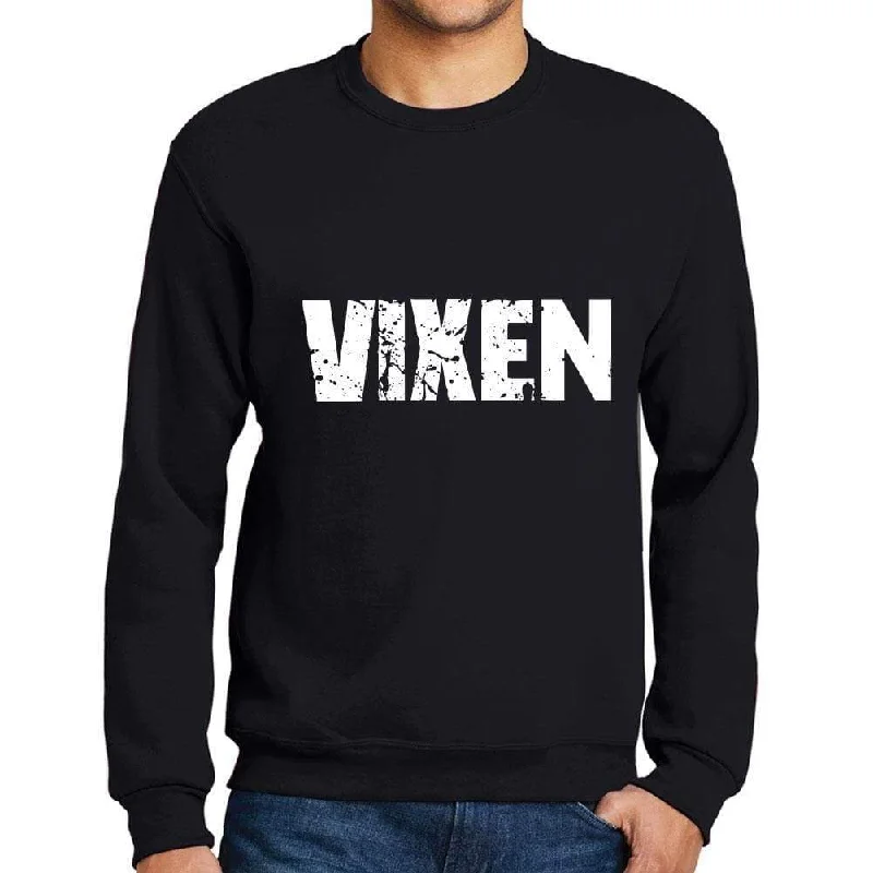 Men's Printed Graphic Sweatshirt Popular Words VIXEN Deep Black