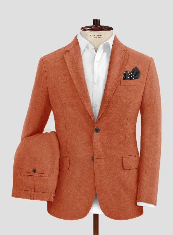 Solbiati Art Du Lin Deep Orange Linen Suit