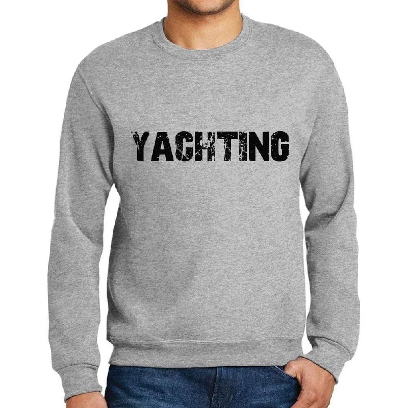 Men's Printed Graphic Sweatshirt Popular Words YACHTING Grey Marl