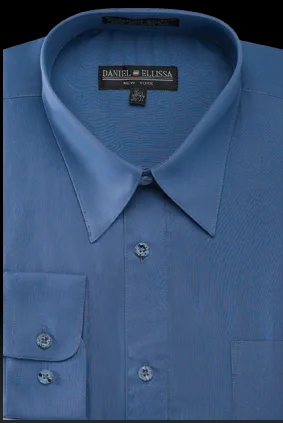 Basic Dress Shirt Convertible Cuff Regular Fit in Denim Blue