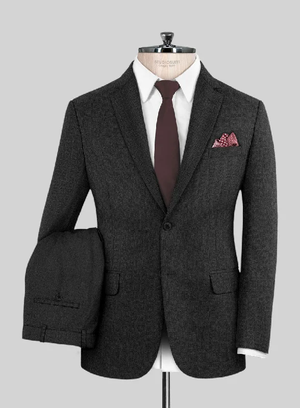 Scabal Ugeni Herringbone Charcoal Wool Suit